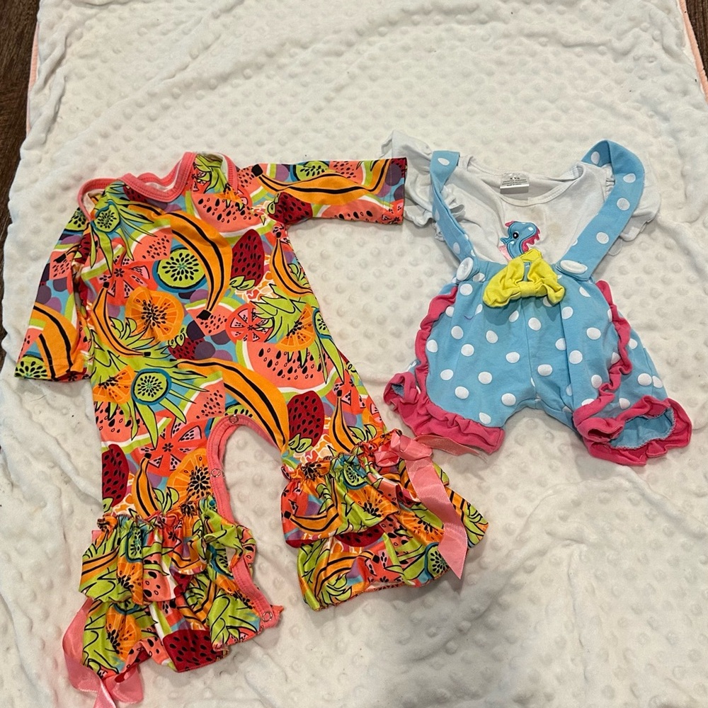 Colorful Floral and Polka Dot Kids One Piece Set